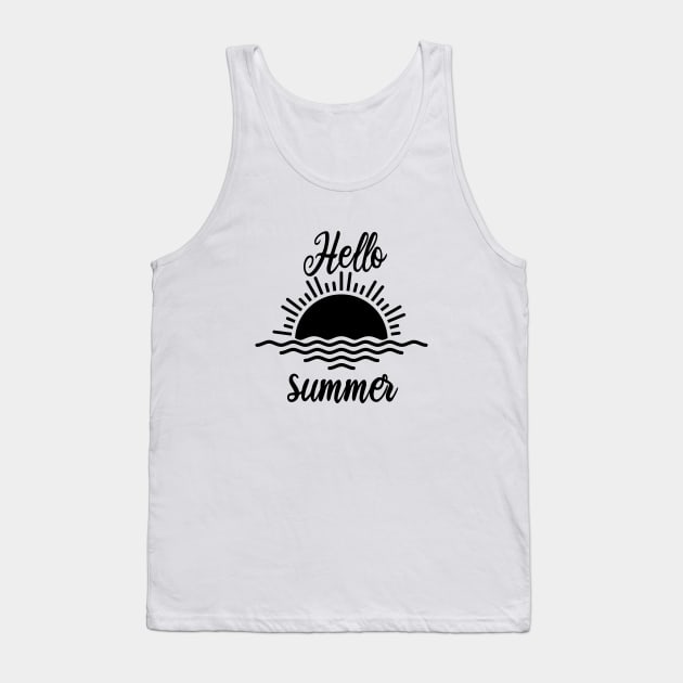 Hello Summer, Summer Tee, Beach, Summer Fancy, Women’s Summer , Hello Summer, Women’s Summer Tank Top by ArkiLart Design